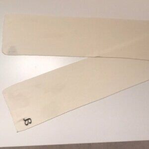 🤍🖤 Cream Acrylic Scarf with Black Embroidered “A” | Cejon Accessories Inc 🖤🤍